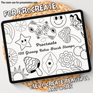 100 Groovy Retro Brush Stamps | Procreate Groovy Retro Brush Stamps | Groovy Retro Procreate Stamps | Procreate Groovy Retro Stamps