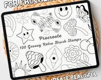 100 Groovy Retro Brush Stamps | Procreate Groovy Retro Brush Stamps | Groovy Retro Procreate Stamps | Procreate Groovy Retro Stamps