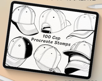 100 Cap Brush Stamps | Procreate Cap Brush Stamps | Cap Procreate Stamps | Procreate Cap Stamps | Procreate Cap | Procreate