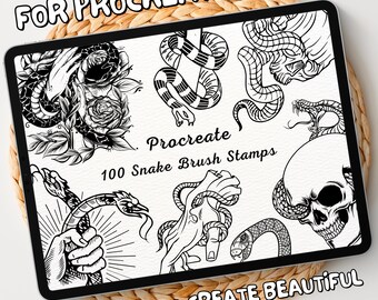 100 Snake Brush Stamps | Procreate Snake Brush Stamps | Snake Procreate Stamps | Procreate Snake Stamps | Procreate Snake | Procreate Stamps