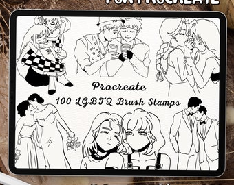 100 LGBTQ Brush Stamps | Procreate LGBTQ Brush Stamps | LGBTQ Procreate Stamps | Procreate Pride Stamps | Procreate Pride | Procreate Stamps