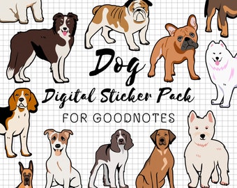 Dog Goodnotes Stickers | Dog Digital Stickers | Dog Planner Stickers | Dog Pre Cropped Stickers | Dog Goodnotes Elements
