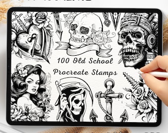 100 Old School Brush Stamps | Procreate Old School Brush Stamps | Old School Procreate Stamps | Procreate Old School Stamps | Procreate
