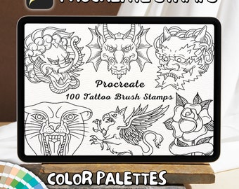 100 Tattoo Brush Stamps | Procreate Tattoo Brush Stamps | Tattoo Procreate Stamps | Procreate Tattoo Stamps | Procreate Tattoo