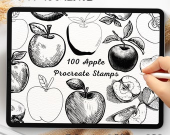 100 Apple Brush Stamps | Procreate Apple Brush Stamps | Apple Procreate Stamps | Procreate Apple Stamps | Procreate Apple | Procreate Stamps