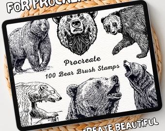 100 Bear Brush Stamps | Procreate Bear Brush Stamps | Bear Procreate Stamps | Procreate Bear Stamps | Procreate Bear | Procreate Stamps