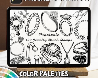 100 Jewelry Brush Stamps | Procreate Jewelry Brush Stamps | Jewelry Procreate Stamps | Procreate Jewelry Stamps | Procreate Jewelry