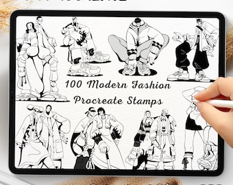 100 Modern Fashion Brush Stamps | Procreate Modern Fashion Brush Stamps | Modern Fashion Procreate Stamps | Procreate Modern Fashion Stamps