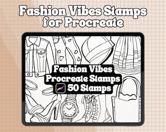50 Fashion Vibes Procreate Stamps, Fashion Brush Stamps, Fashion Stamps, Fashion Procreate Stamps, Simple and Thick Line
