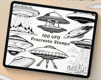 100 UFO Brush Stamps | Procreate UFO Brush Stamps | UFO Procreate Stamps | Procreate Flying Saucer Stamps | Procreate Flying Saucer