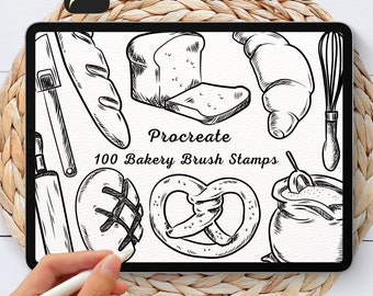 100 Bakery Brush Stamps | Procreate Bakery Brush Stamps | Bakery Procreate Stamps | Procreate Bakery Stamps | Procreate Bakery