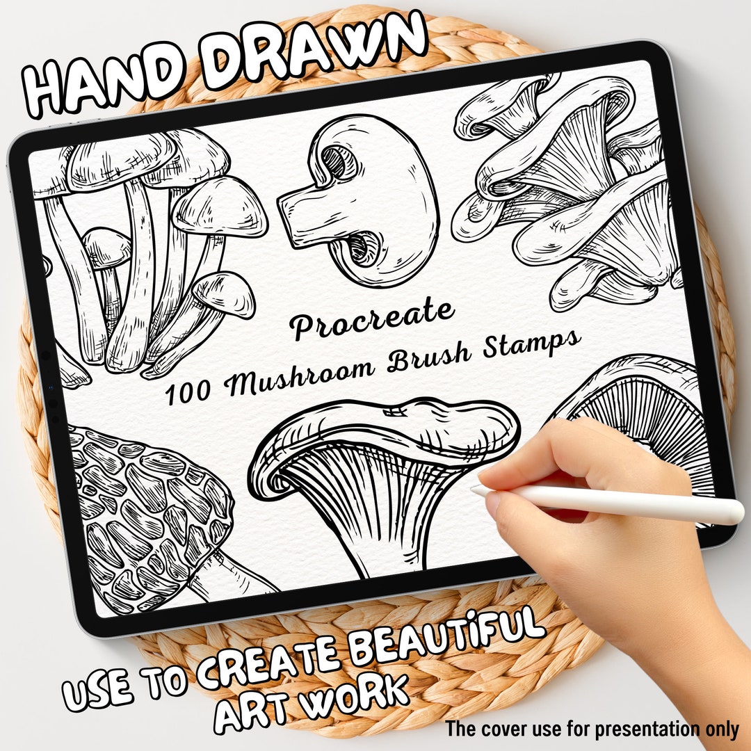 100 Mushroom Brush Stamps | Procreate Mushroom Brush Stamps | Mushroom ...