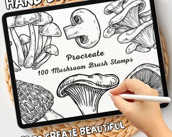 100 Mushroom Brush Stamps | Procreate Mushroom Brush Stamps | Mushroom Procreate Stamps | Procreate Mushroom Stamps | Procreate Mushroom