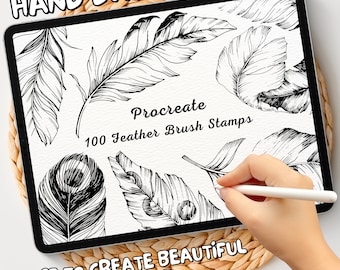 100 Feather Brush Stamps | Procreate Feather Brush Stamps | Feather Procreate Stamps | Procreate Feather Stamps | Procreate Feather