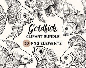 Goldfish Clipart Bundle | Goldfish Clipart | Goldfish Png | Goldfish Illustration | Goldfish Graphic | Goldfish Outline | Goldfish Line Art