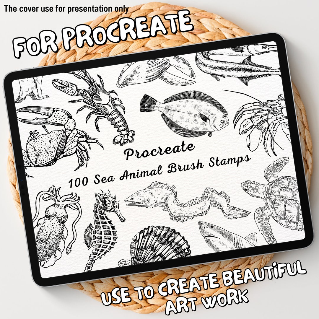 100 Sea Animal Brush Stamps | Procreate Sea Animal Brush Stamps | Sea ...