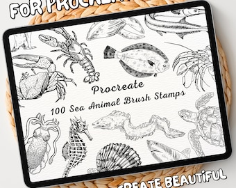 100 Sea Animal Brush Stamps | Procreate Sea Animal Brush Stamps | Sea Animal Procreate Stamps | Procreate Sea Animal Stamps