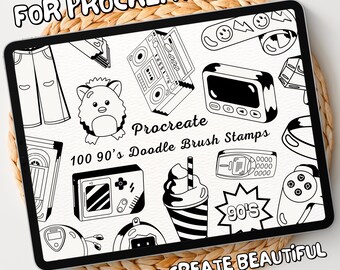 100 90's Doodle Brush Stamps | Procreate 90's Doodle Brush Stamps | 90's Doodle Procreate Stamps | Procreate 90's Doodle Stamps