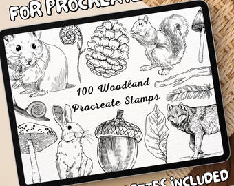 100 Woodland Brush Stamps | Procreate Woodland Brush Stamps | Woodland Procreate Stamps | Procreate Woodland Stamps | Procreate Woodland