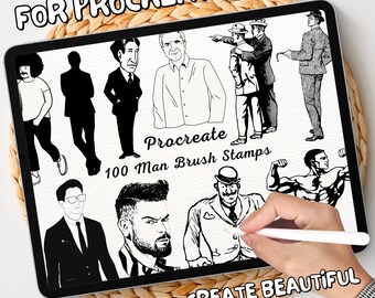 100 Man Brush Stamps | Procreate Man Brush Stamps | Man Procreate Stamps | Procreate Man Stamps | Procreate Man | Procreate Stamps