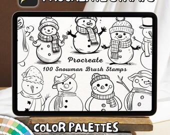 100 Snowman Brush Stamps | Procreate Snowman Brush Stamps | Snowman Procreate Stamps | Procreate Snowman Stamps | Procreate Snowman
