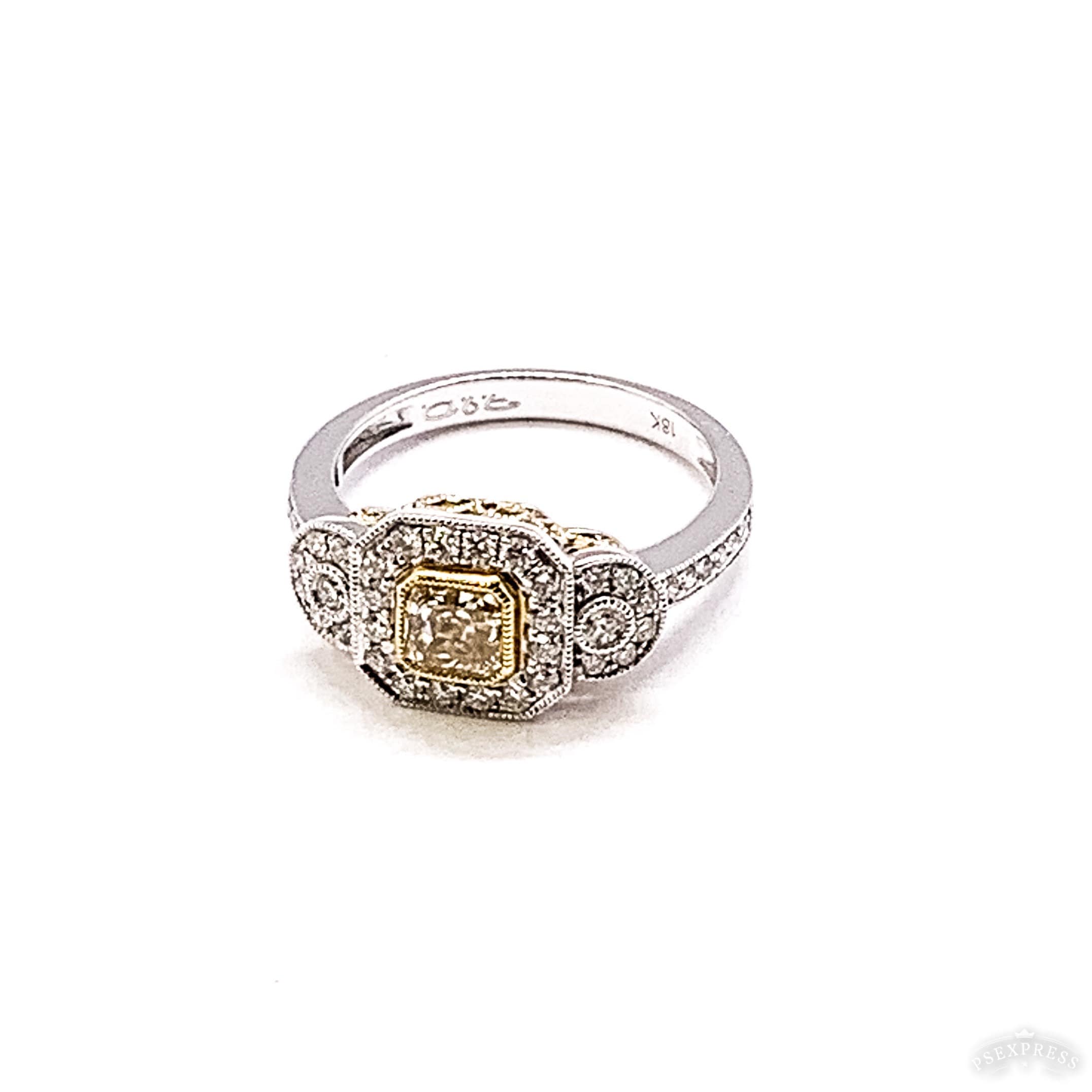 Beautiful 18k White and Yellow Gold Fancy Yellow Diamond Ring - Etsy