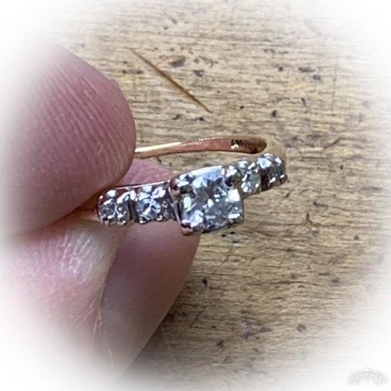 Vintage .25 Carat Diamond Ring Yellow and White G… - image 3