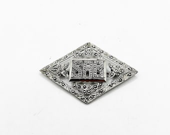 Estate Sterling zilveren pin met zirkonia's