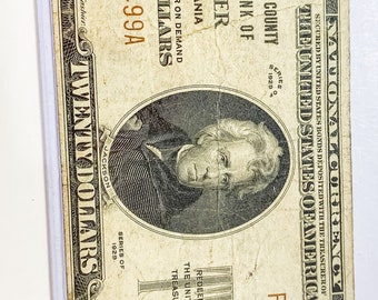 Vintage 20 Dollar National Currency Bill,   Chester Pa