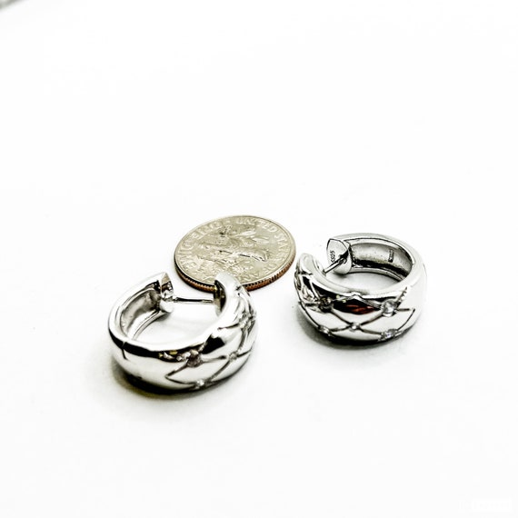 Estate Sterling Silver Earrings with CZ's - image 2