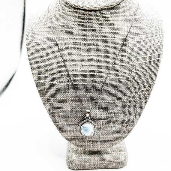 Estate Sterling Silver Necklace with Blue Stone - image 1