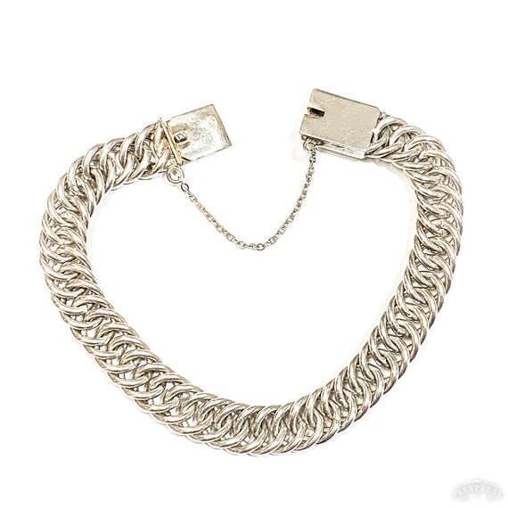 Sterling Silver 10mm Heavy Link Charm Bracelet Gem