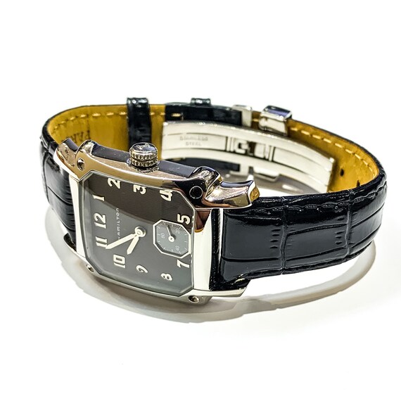 Vintage Hamilton Quartz Steel Black Face Watch
