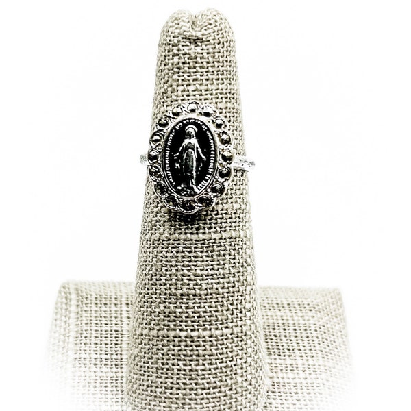 Sterling Silver Blessed Mother Ring size 5.25