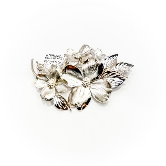 Sterling Silver Estate  Flower Brooch - image 1