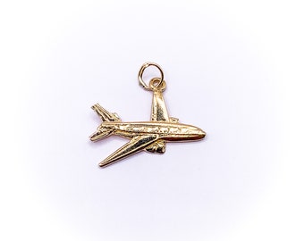 14k Yellow Gold Airplane Charm