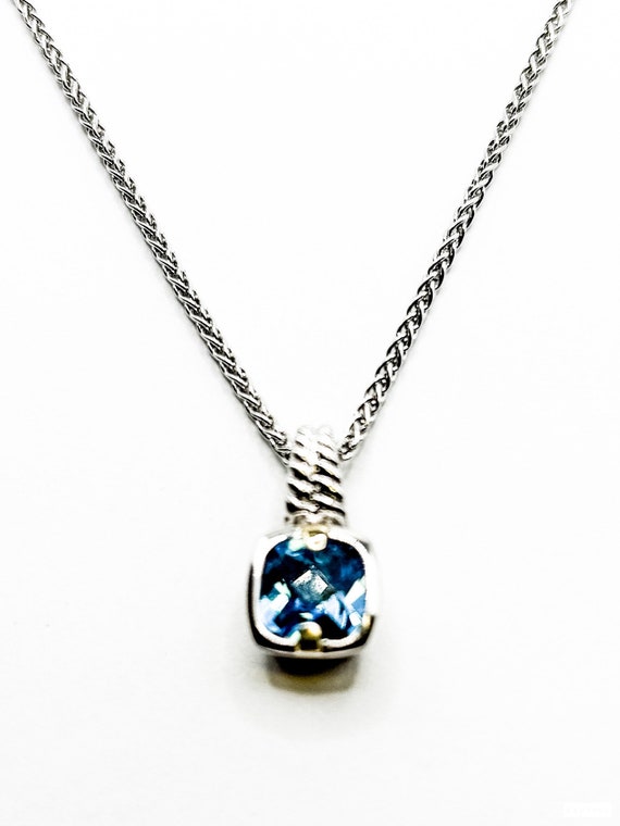 Lorenzo Sterling Silver Necklace with Blue Topaz S