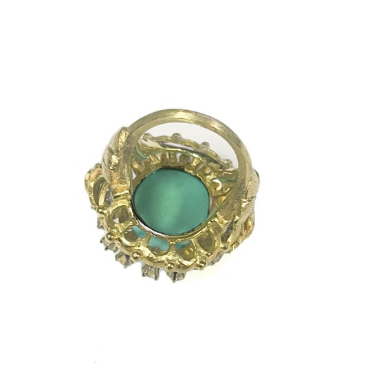 Bold Turquoise 18k Yellow Gold and Diamond Ring S… - image 3