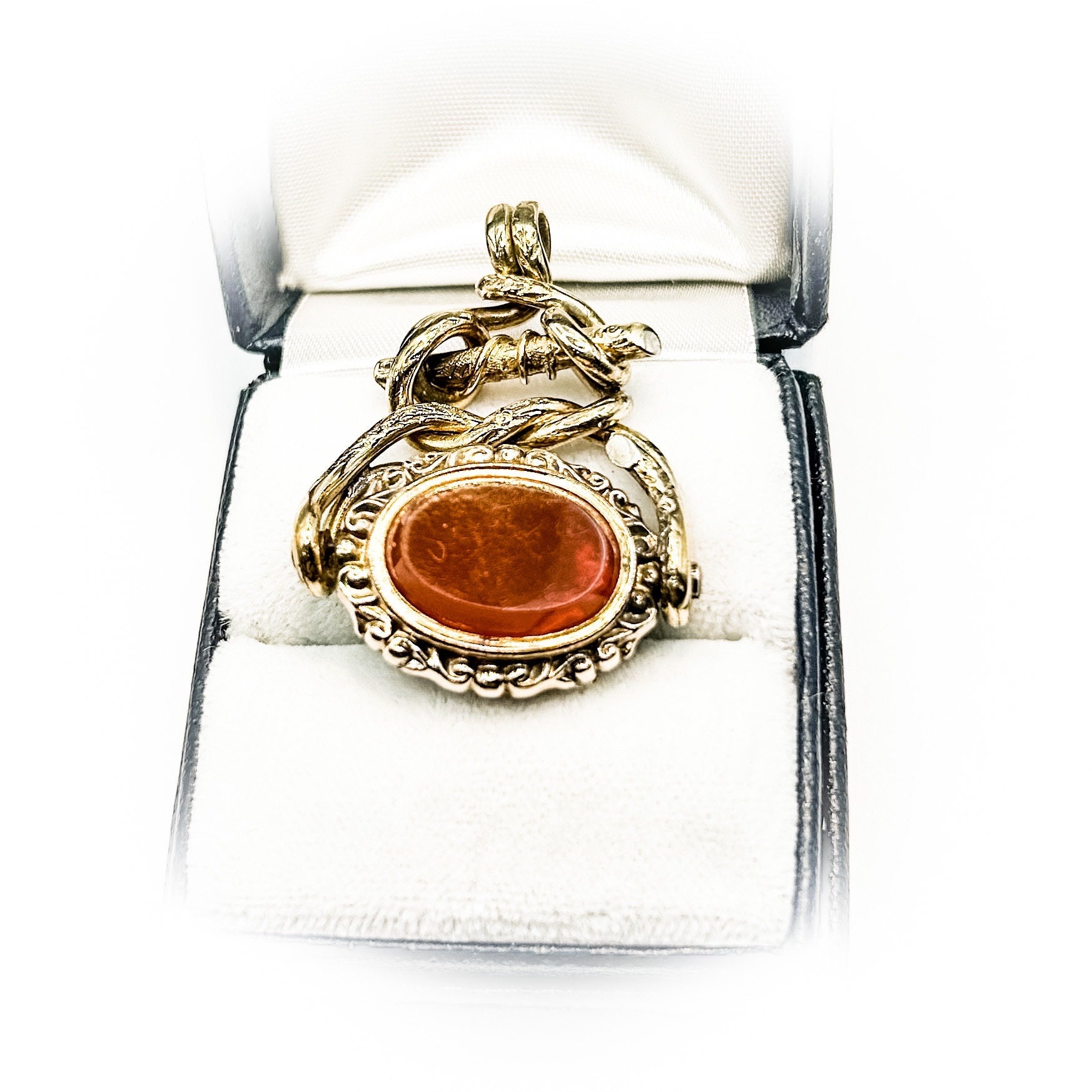 Bloodstone and Carnelian Gold Filled  Reversible  Locket