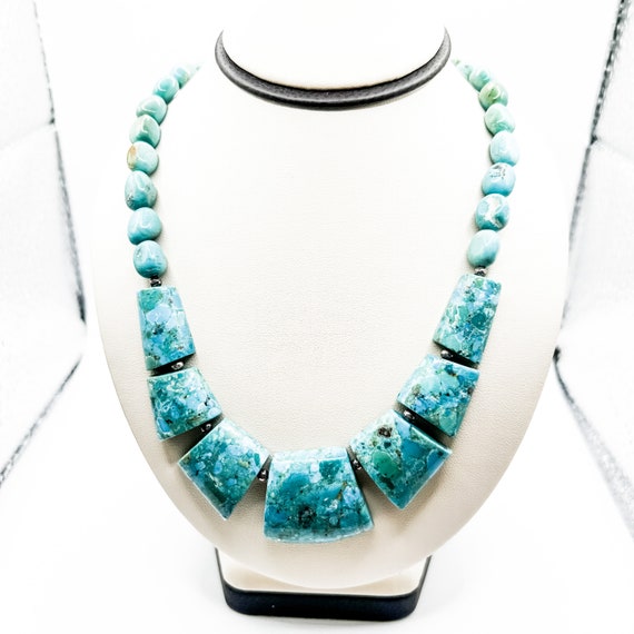 Estate Sterling Silver Turquoise Beaded Necklace - image 1