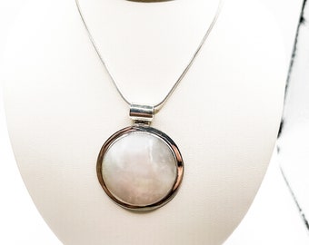 Estate Sterling Silver Necklace with XL Mother of Pearl