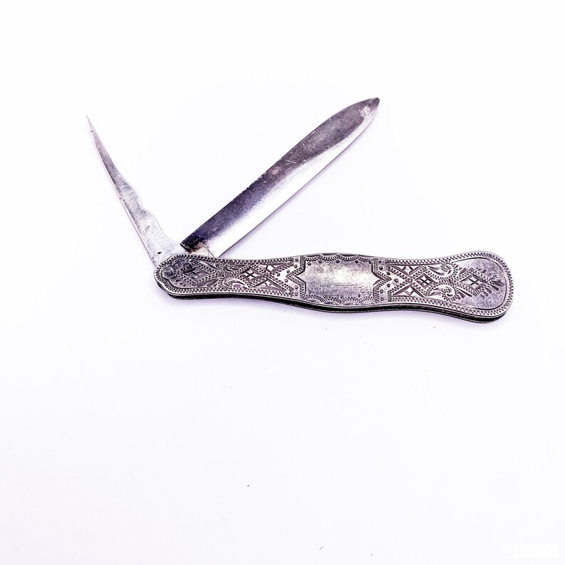 Sterling Silver Engraved Pen Knife Etsy