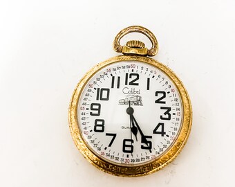 Reloj de bolsillo tipo ferrocarril Colibri en tono dorado Estate