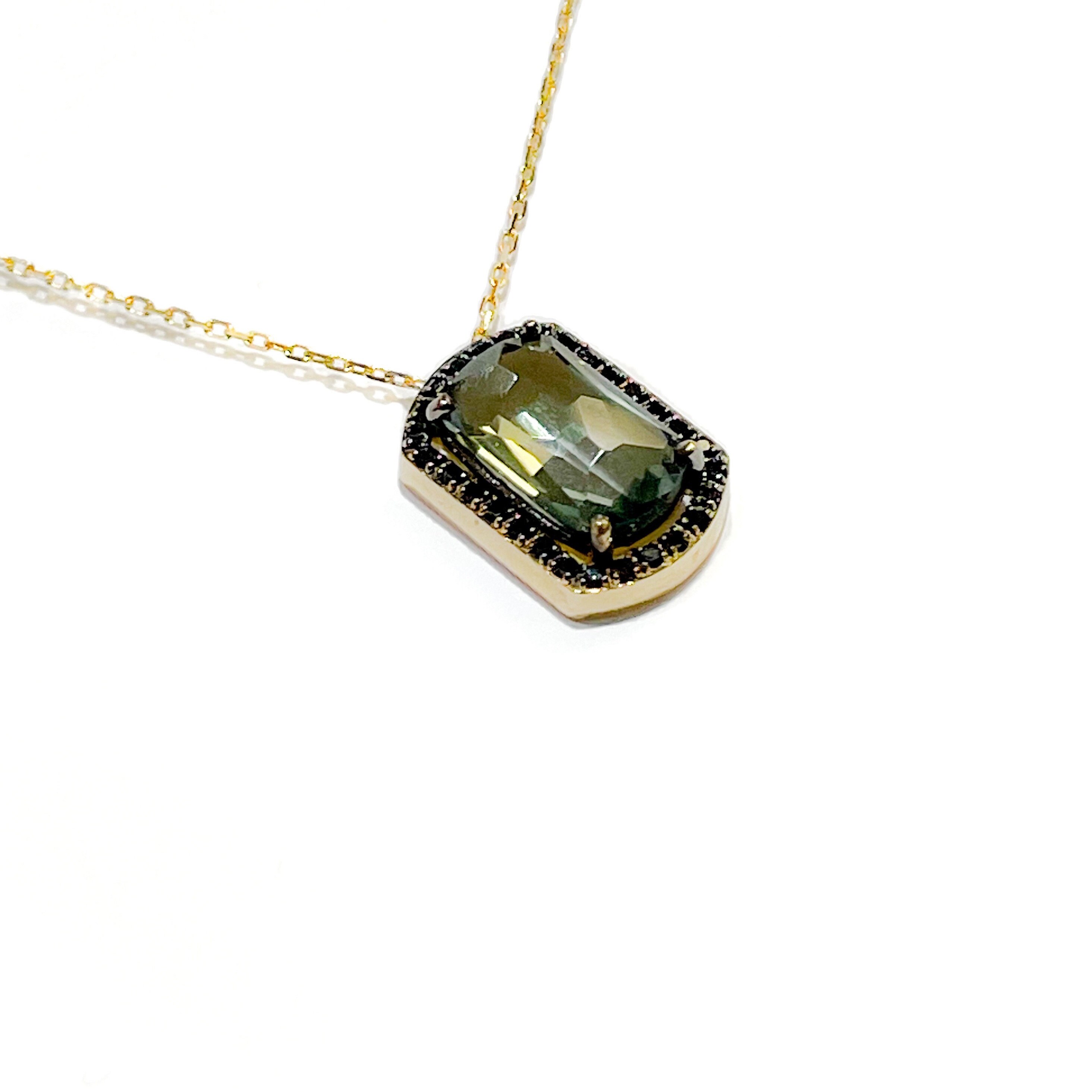 Kalan by Suzanne Kalan Light Blue Green Topaz with Black Diamonds in 14k Yellow Gold