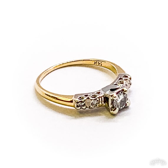 Vintage .25 Carat Diamond Ring Yellow and White G… - image 1