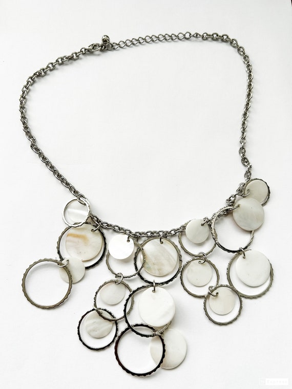 Estate Silver Tone Necklace with  Synthetic Mother