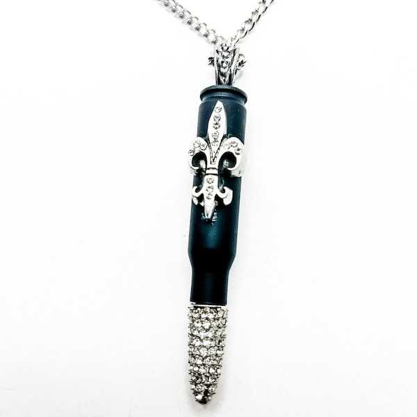 Bullet's For Peace Necklace  Black with Crystals