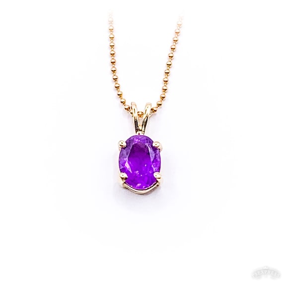 Beautiful Oval Amethyst 14k Yellow Gold Pendant o… - image 1