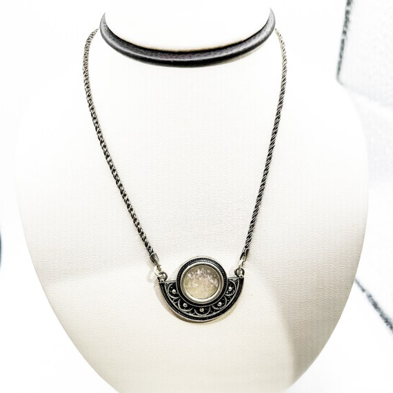 Estate Antiqued Sterling Silver Necklace with Roma