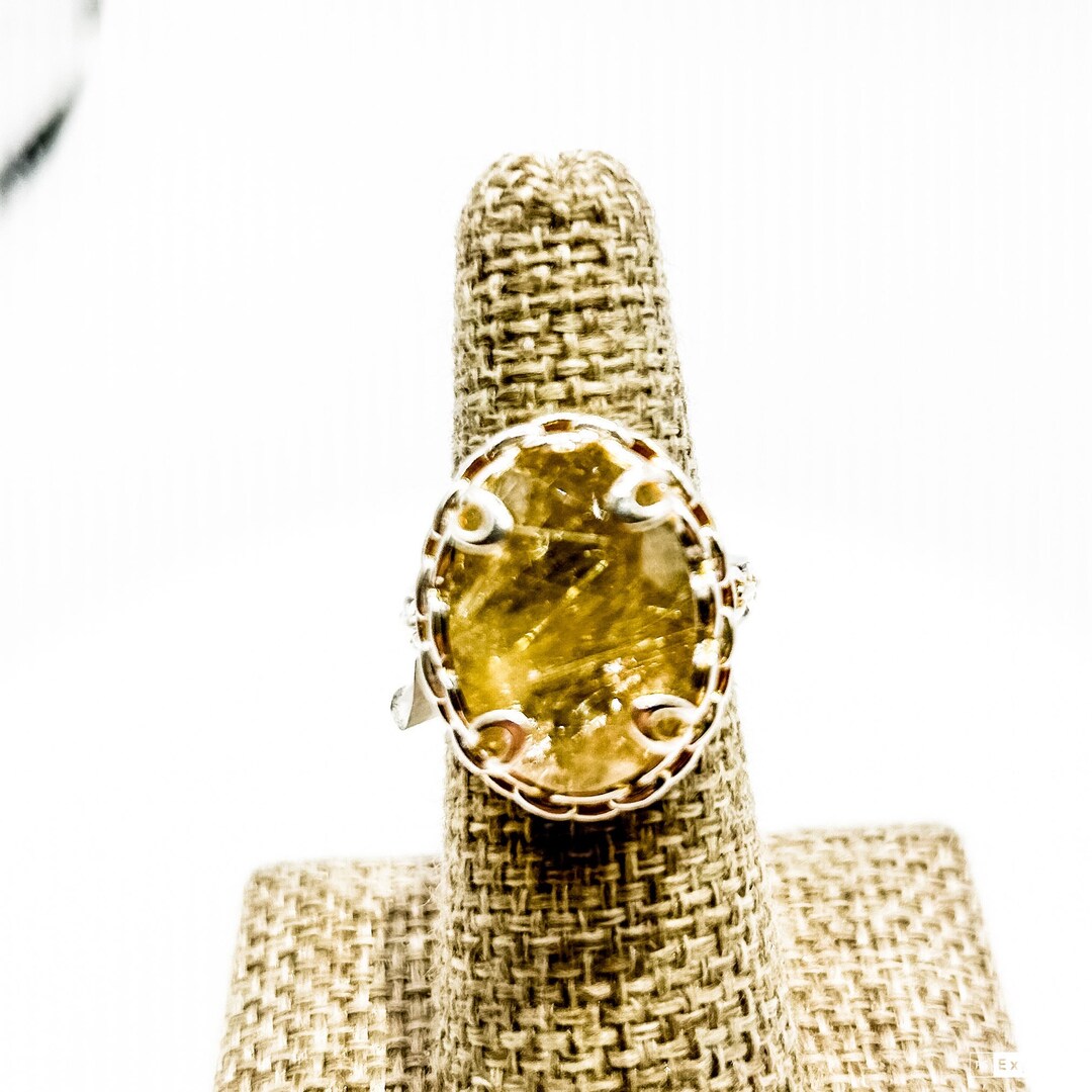 Sterling Silver Estate Ring With Ruta Quartz Oval Sone Size 7.5 - Etsy